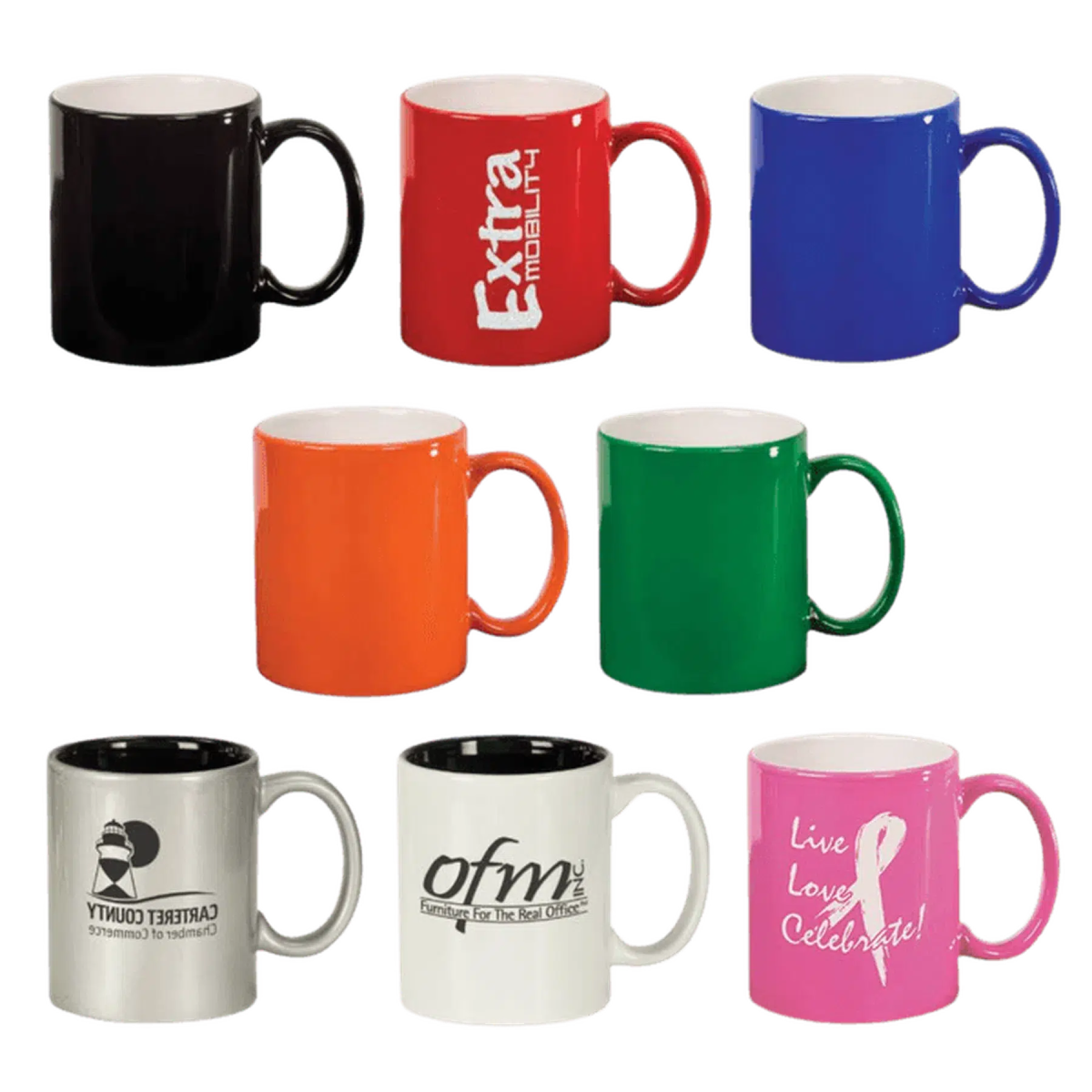 Custom Engraved Round Ceramic Mug (Various Colors) - LightForce Laser Engraving, LLC