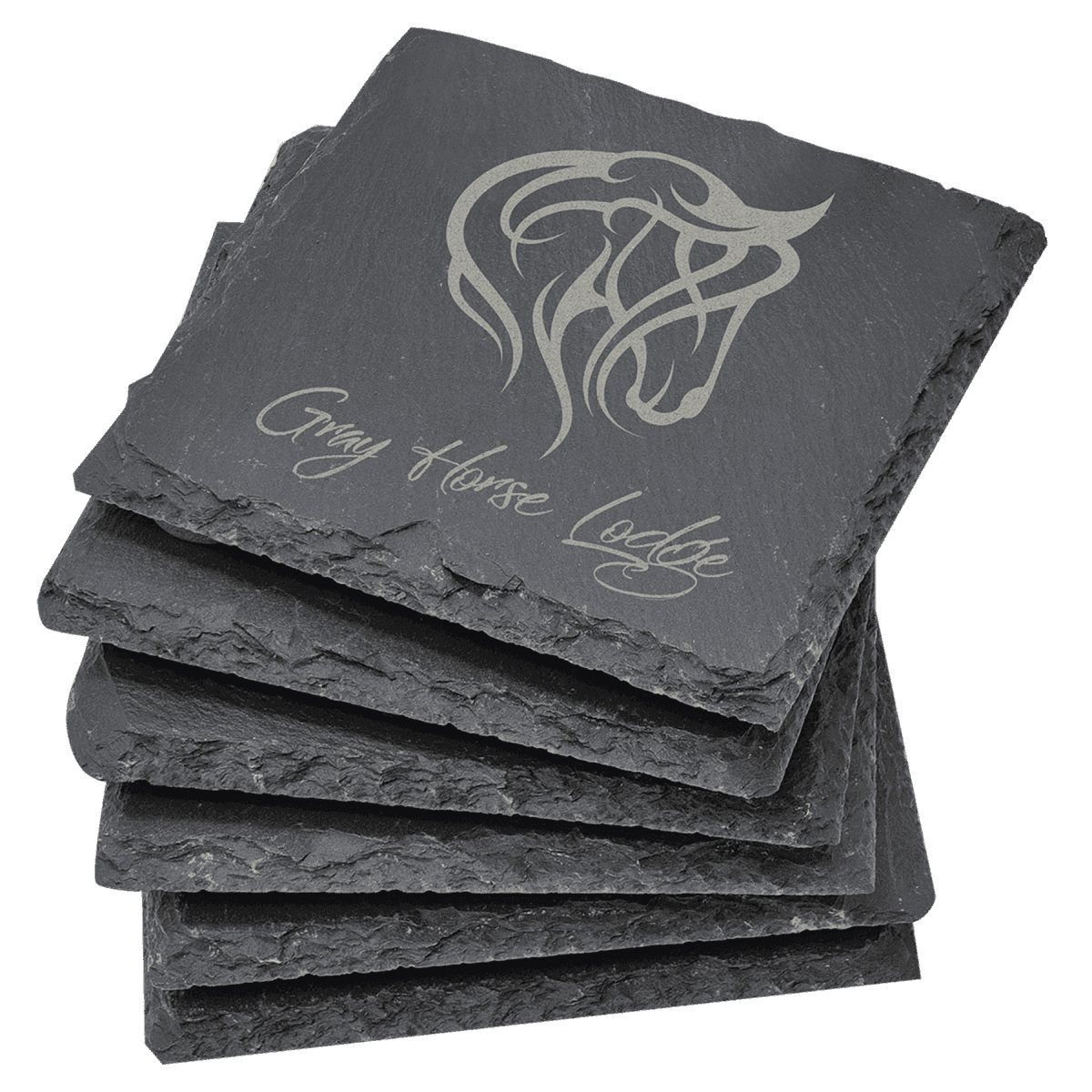 Custom Engraved Slate Coasters with Gift Set (Round or Square) - LightForce Laser Engraving, LLC