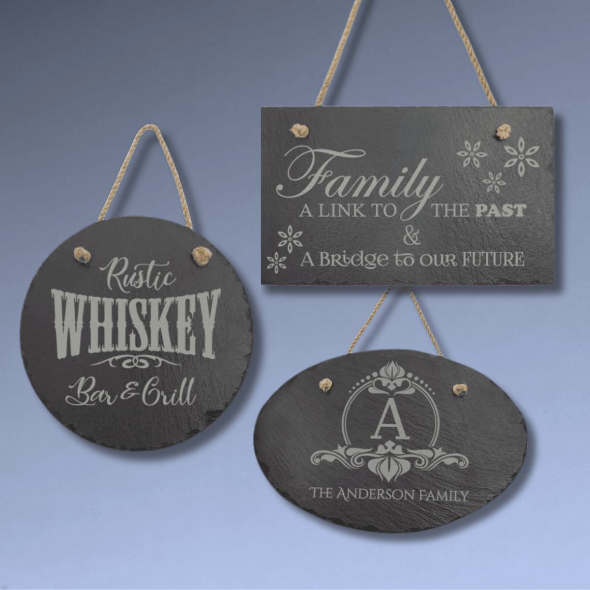 Custom Engraved Slate Signs – Hanging Rustic Decor for Home or Business - Rectangle