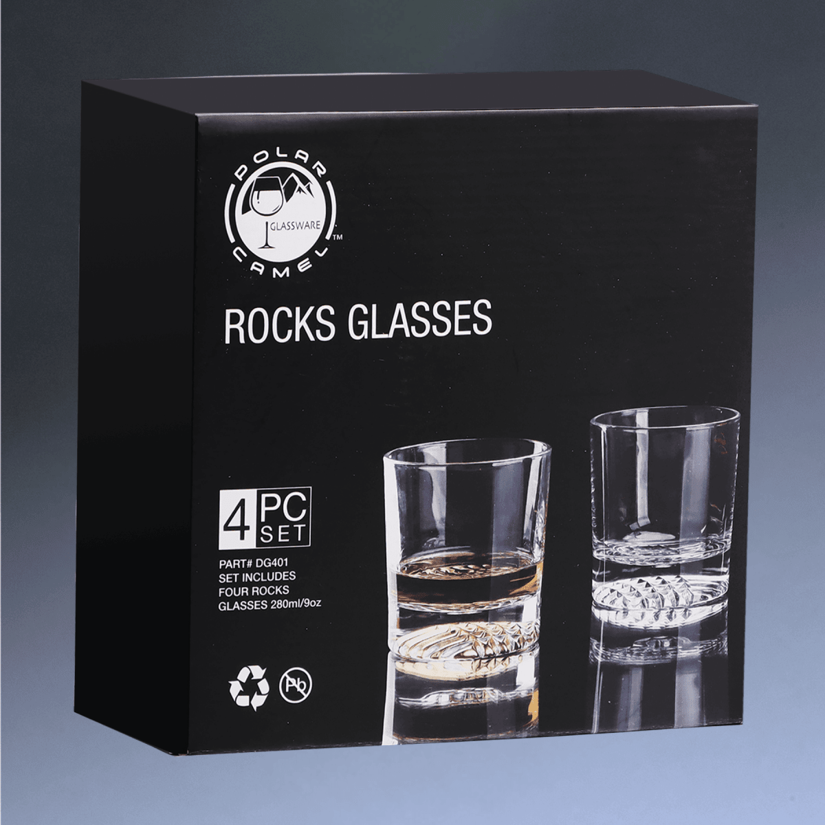 Custom Engraved Whiskey Glasses - Set of 4 Boxed Gift Set - Square Diamond Cut Bottom