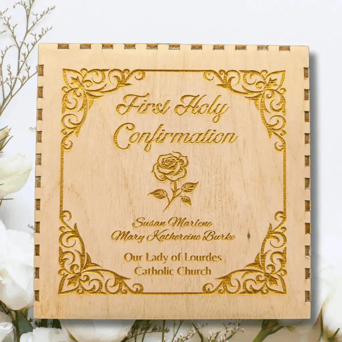 Custom First Confirmation or Communion Keepsake Box - LightForce Laser Engraving, LLC