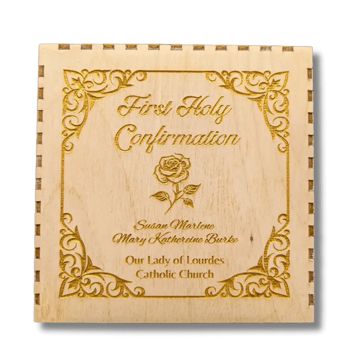 Custom First Confirmation or Communion Keepsake Box - LightForce Laser Engraving, LLC