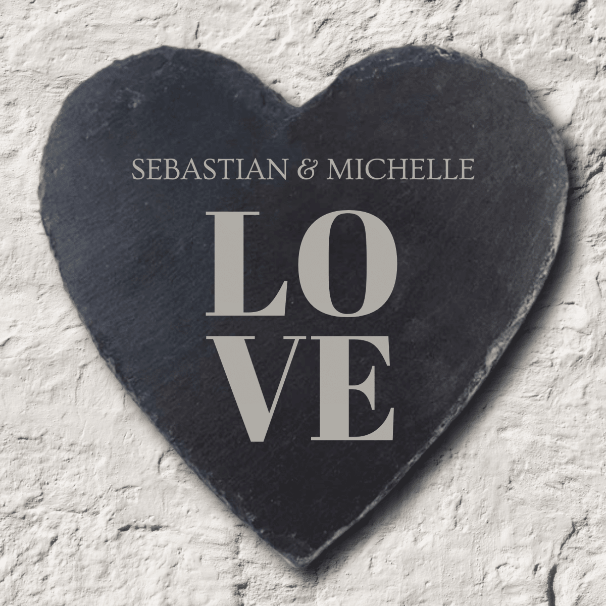 Custom Heart - Shaped Slate Plaque with Personalized Engraving - LOVE - Add Names