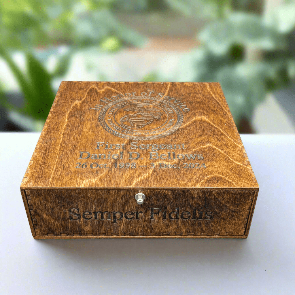 Custom Wood Keepsake Box for Milestones and Awards - 8" x 8" x 2.5"