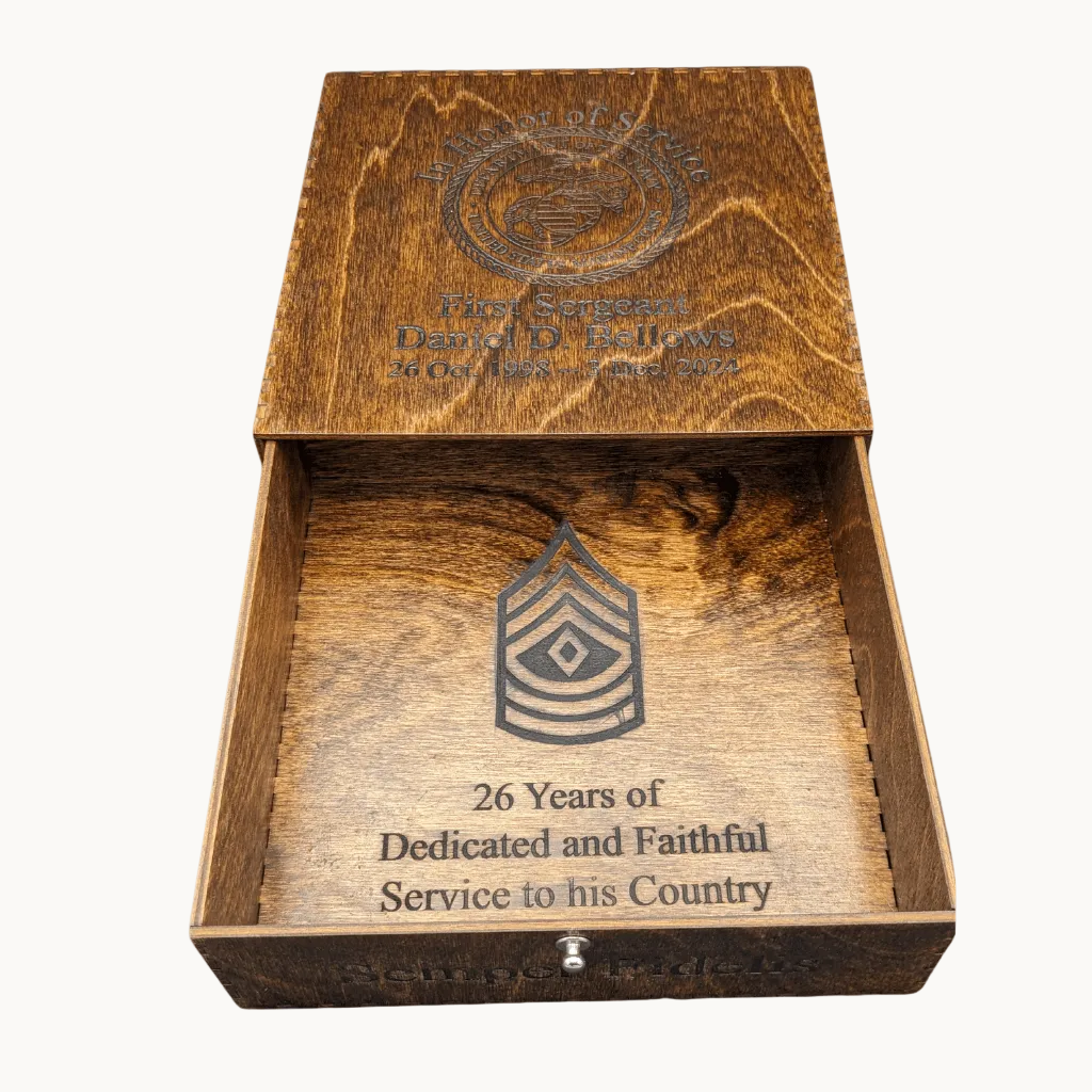 Custom Wood Keepsake Box for Milestones and Awards - 8" x 8" x 2.5"