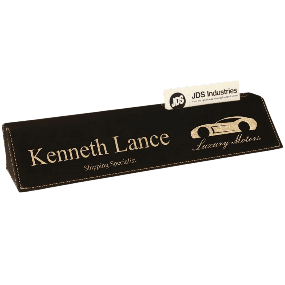 Desk Wedges (Brass Plates Optional) - Black/Gold Leatherette