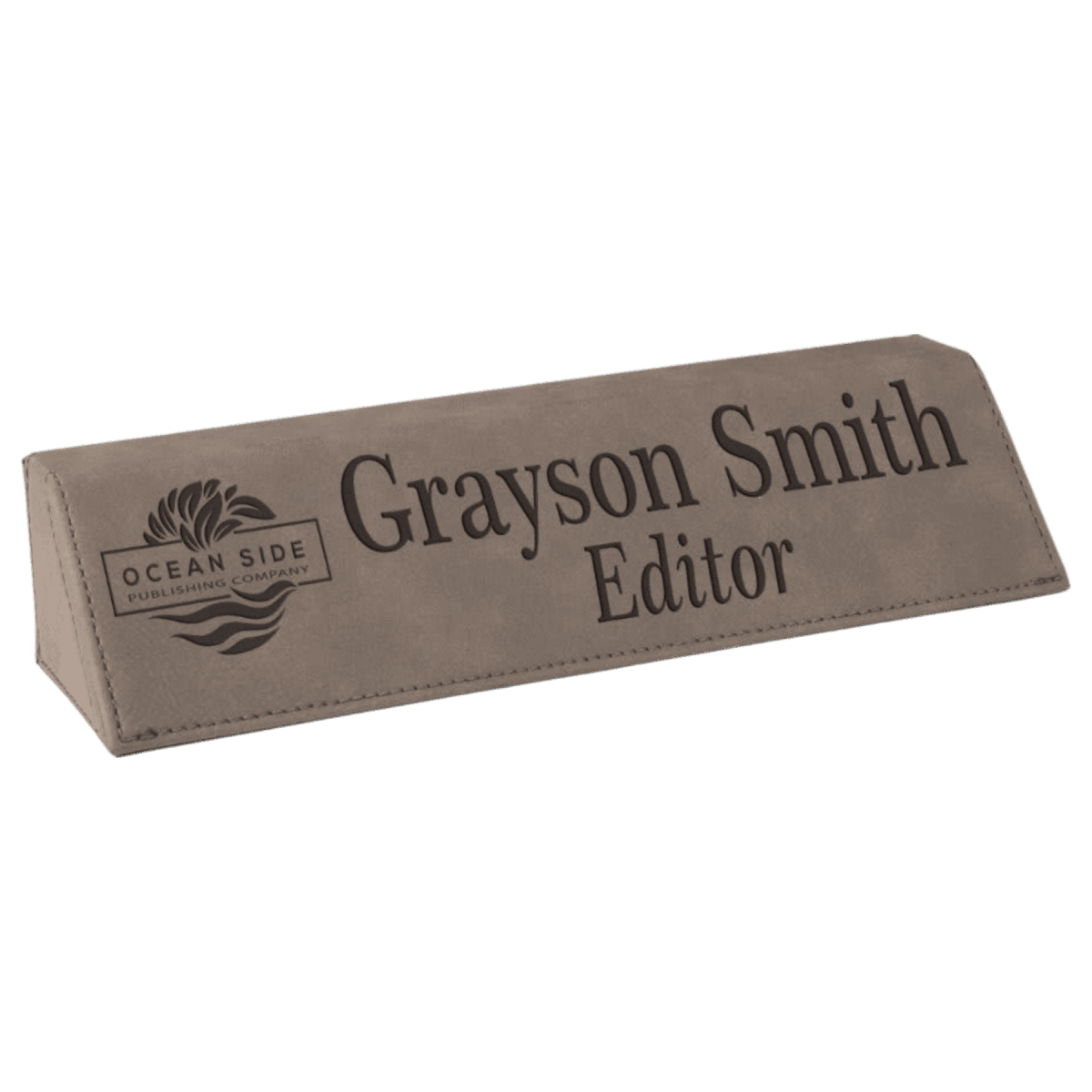 Desk Wedges (Brass Plates Optional) - Gray Leatherette