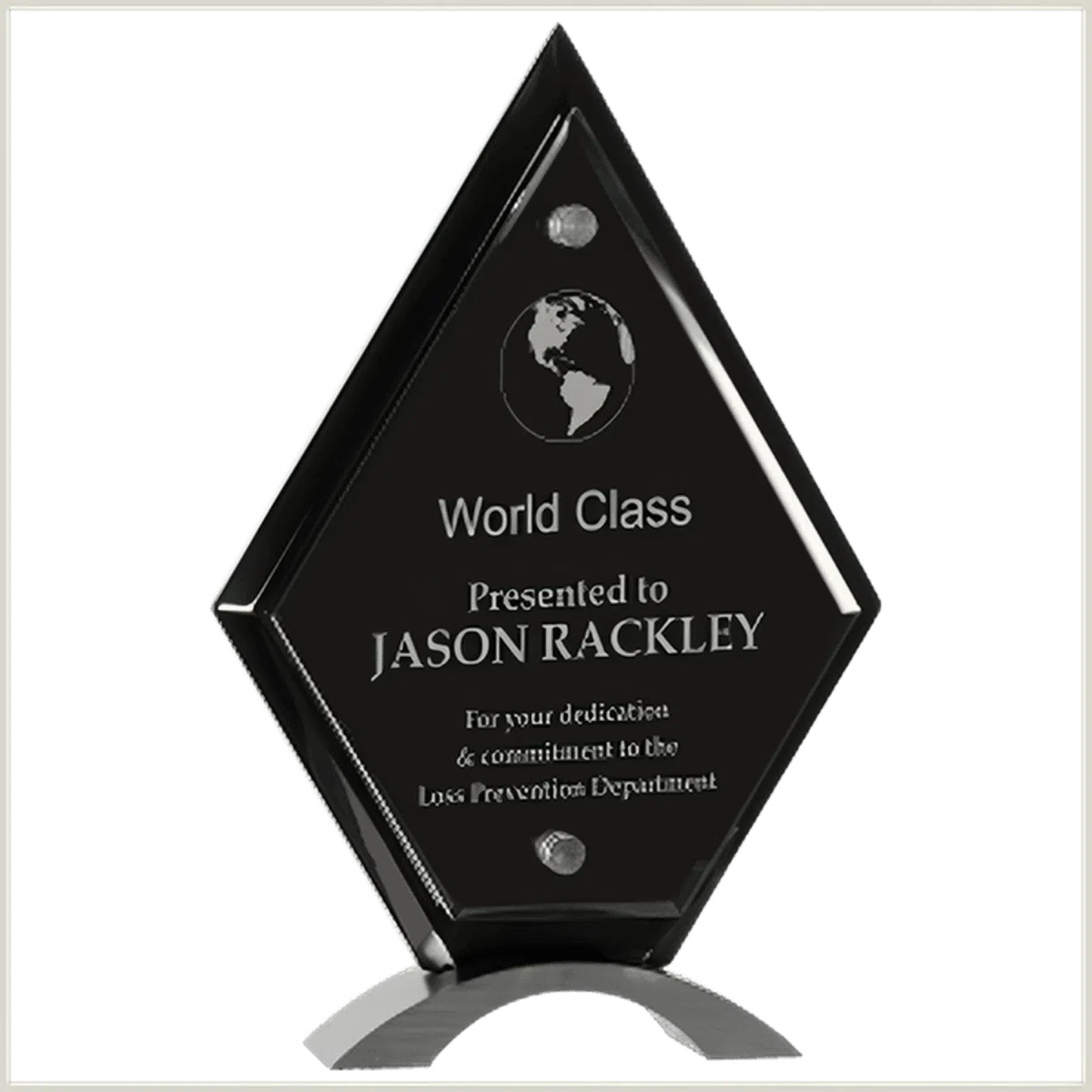 Diamond Black Piano Finish Floating Jade Glass Stand Up - LightForce Laser Engraving, LLC