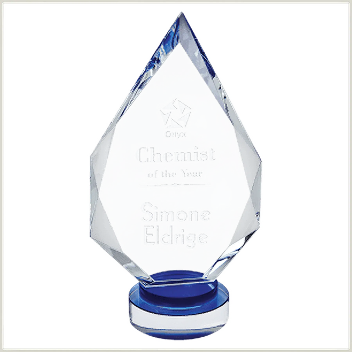 Diamond - Crystal - on - Round - Base (Black or Blue) - LightForce Laser Engraving, LLC