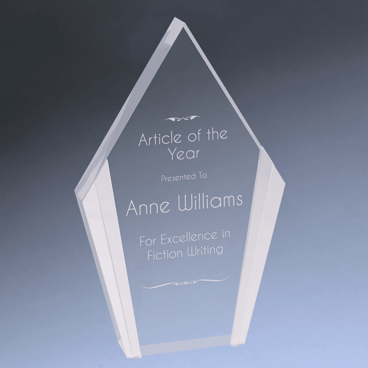 Diamond Edge Acrylic Awards with Blue, Gold or Silver Accents - Silver