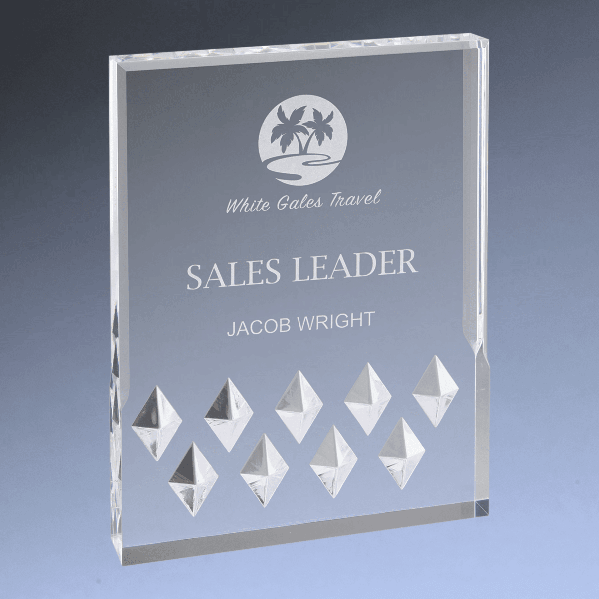 Diamond Mirage Acrylic Awards - Custom Engraved with Color Accents - Silver