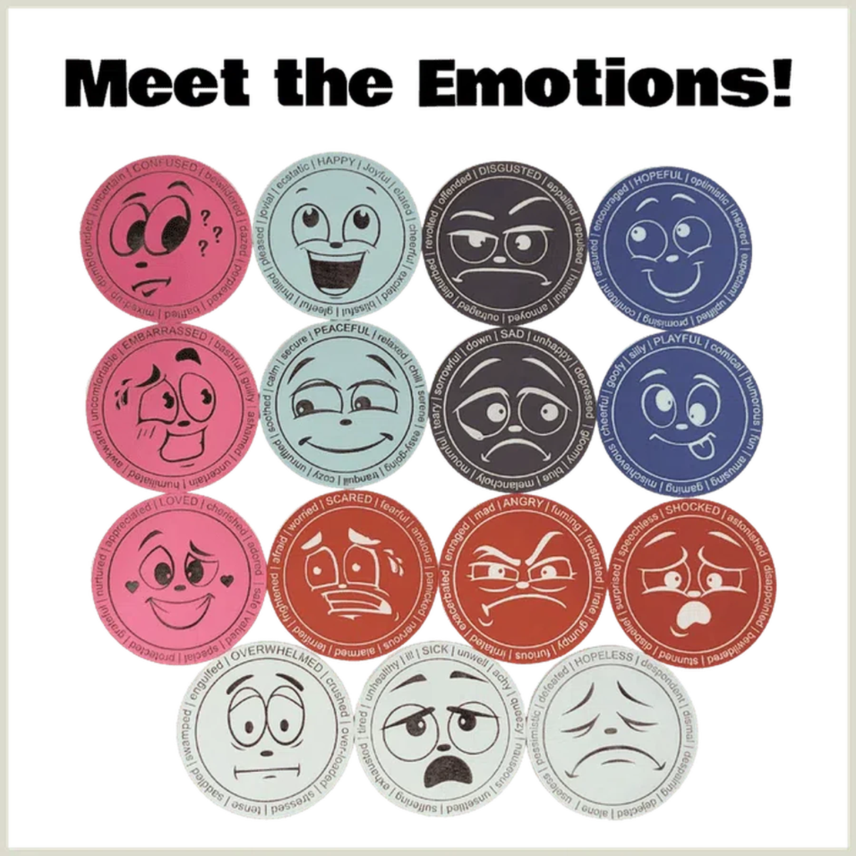 Emotions in Motion: Emotive Feeling Coasters with Activities (Full Set) - LightForce Laser Engraving, LLC