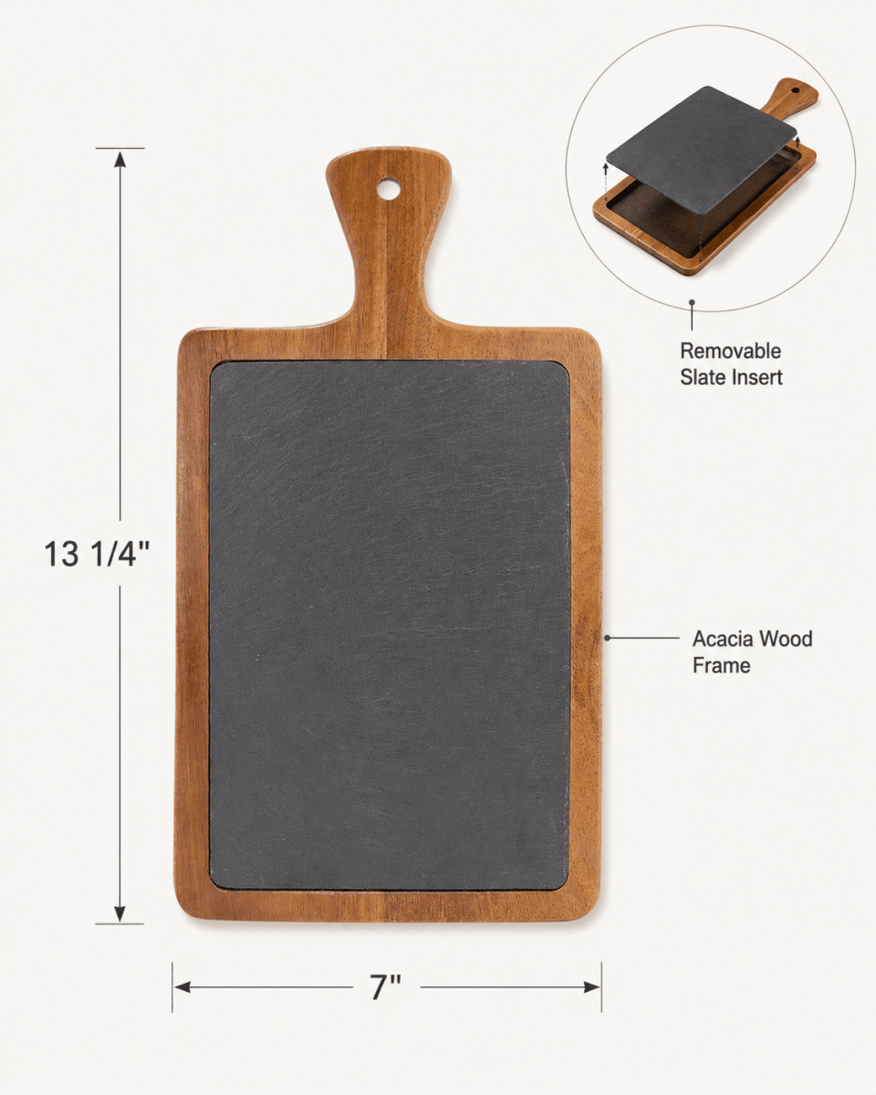 Engraved Acacia & Slate Charcuterie Board Gift Set with Coasters - 