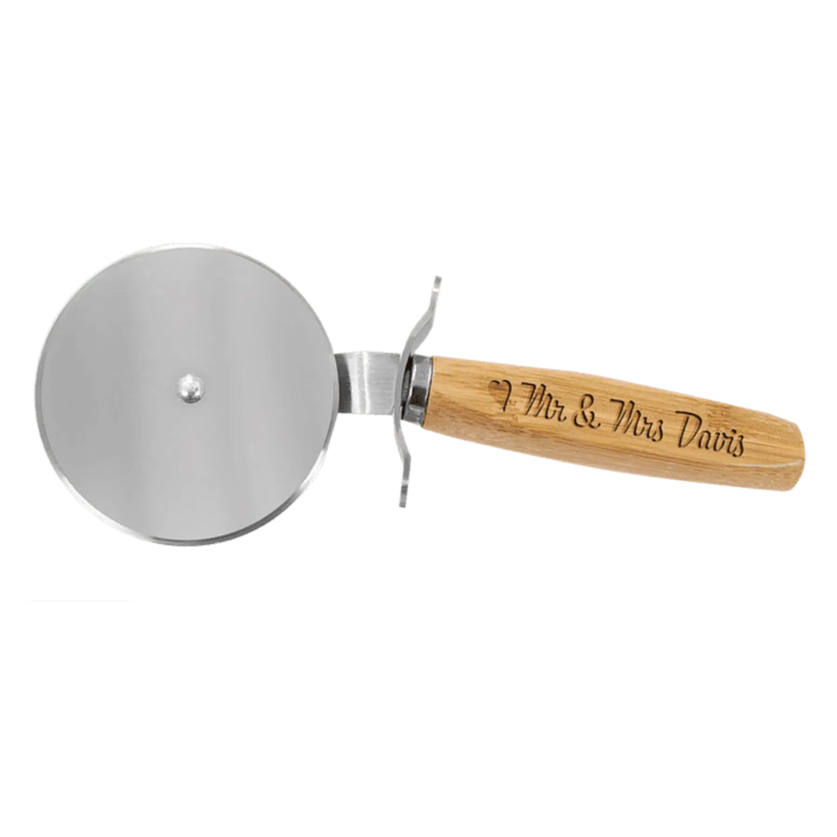 Engraved Bamboo Pizza Cutter - LightForce Laser Engraving, LLC