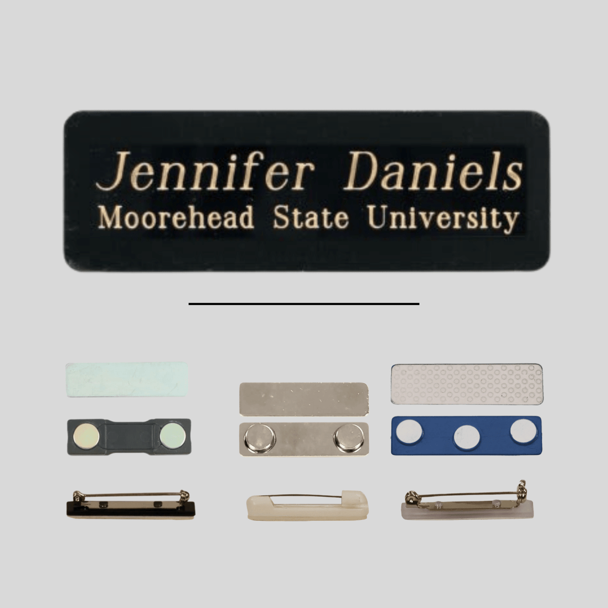 Engraved Black Brass Name Plates - Custom Name Badges (2 Sizes) - LightForce Laser Engraving, LLC