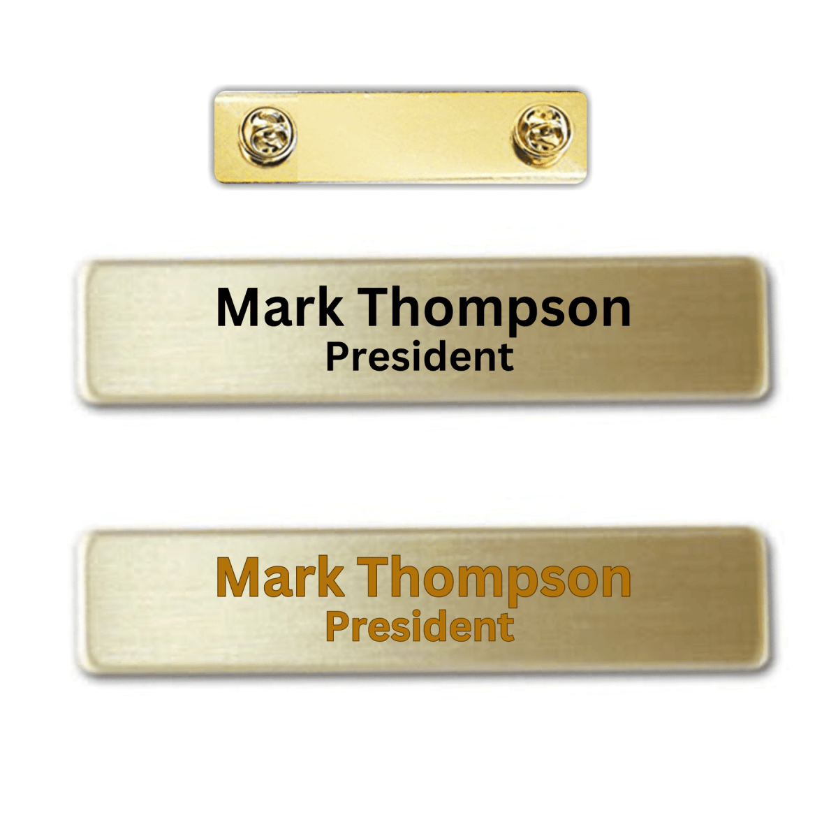 Engraved Brass Name Badge with Fused Posts - LightForce Laser Engraving, LLC