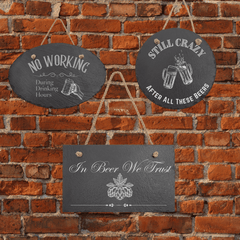 Engraved Funny 1860 Drinking Slate Signs with Hanger String