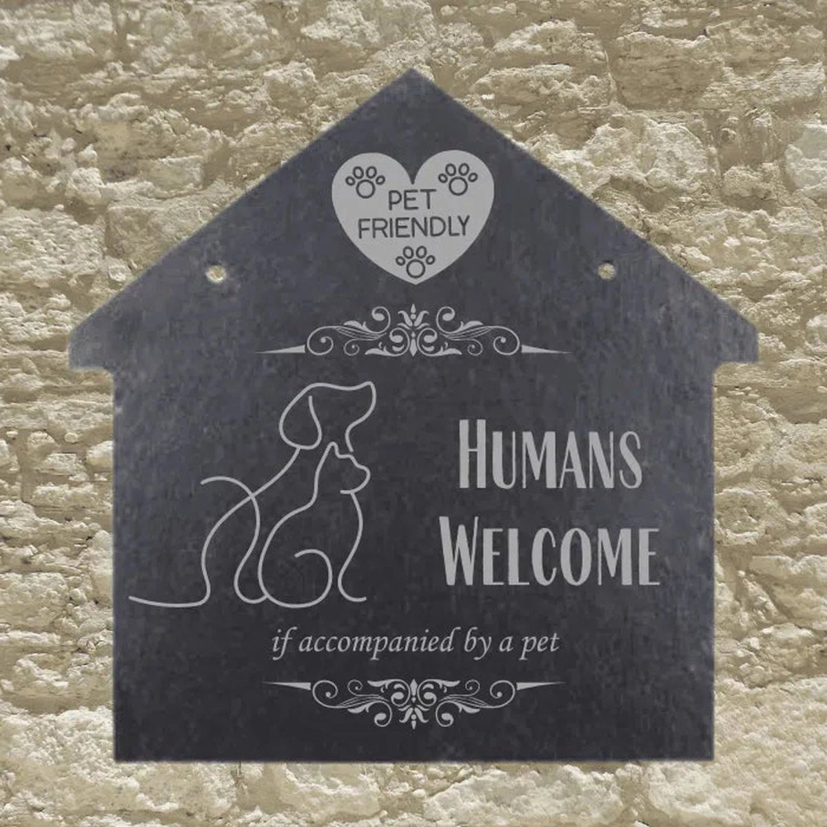 Engraved House - Shaped Slate Plaques - Customizable Welcome Signs - 8" x 8"