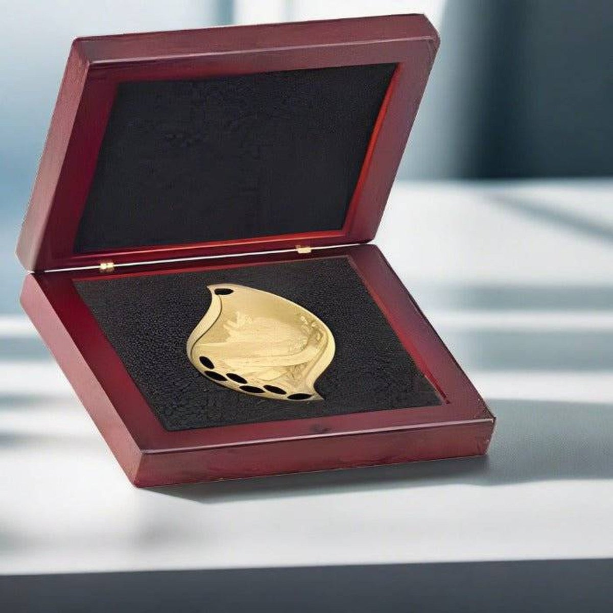 Engraved Medal Box with Felt Interior and Rosewood Finish - 3 3/4" x 3 3/4"