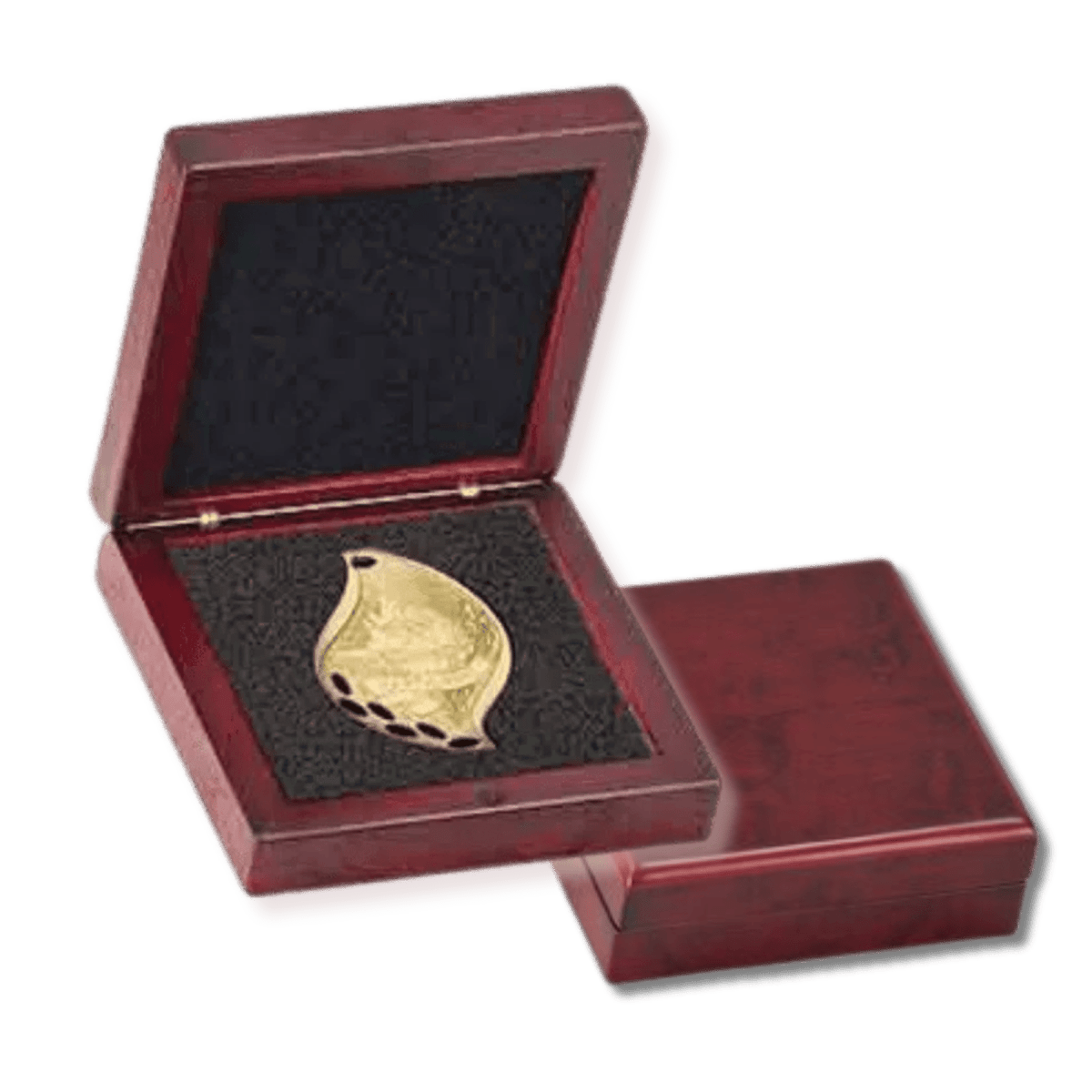 Engraved Medal Box with Felt Interior and Rosewood Finish - 3 3/4" x 3 3/4"