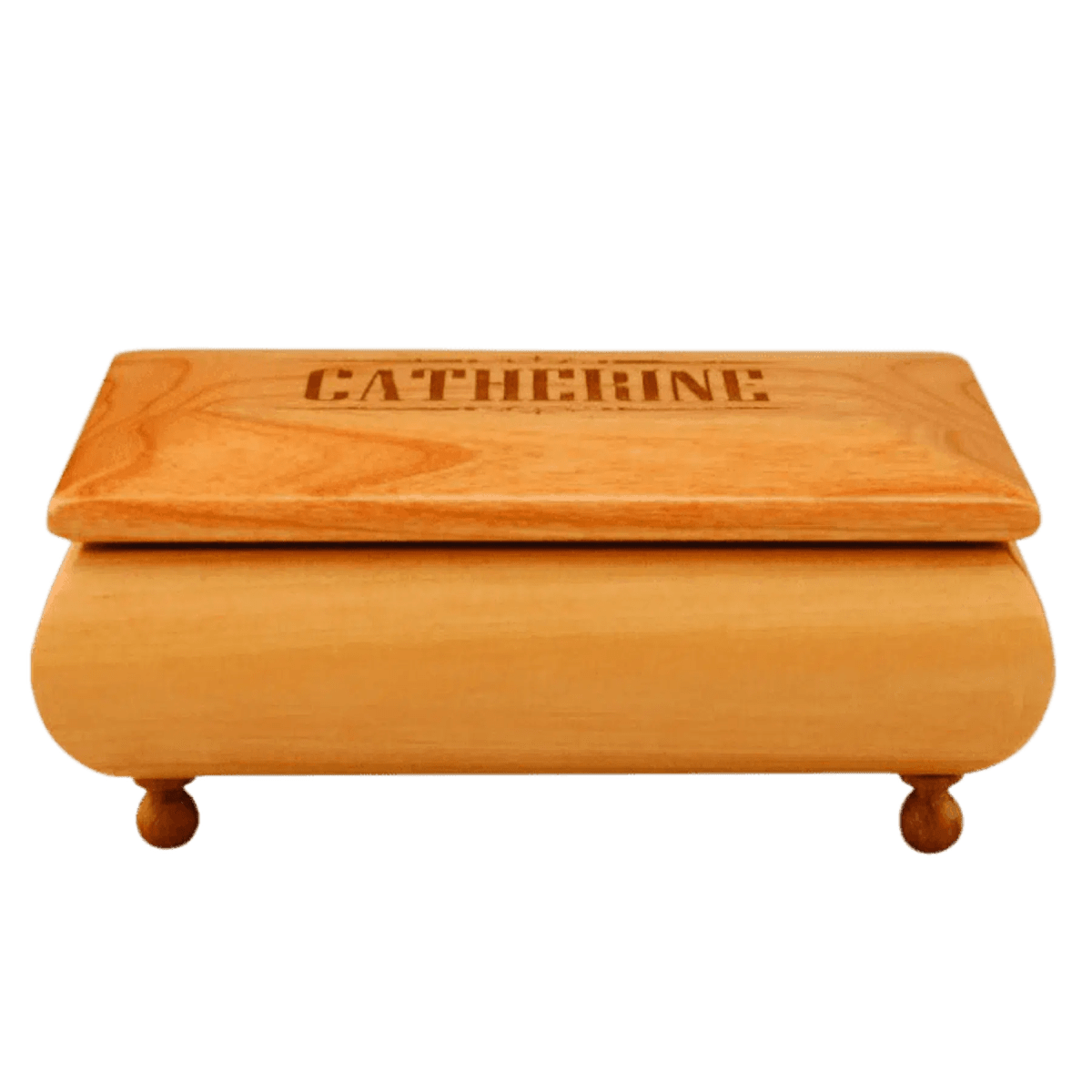 Engraved Red Alder Jewelry Box for Monograms & Designs - Footed and Lined - 7" x 4 1/2"