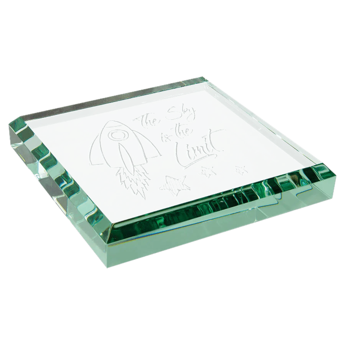 Engraved Square Jade Glass Paperweight - LightForce Laser Engraving, LLC