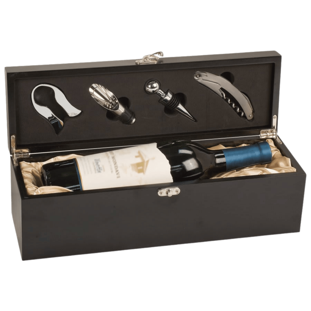 Personalized Engraved Wine Box Gift Set for Corporate Gifts - Matte Black Fiberboard