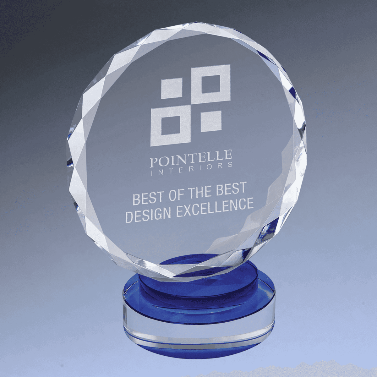 Faceted Crystal Awards on Decorative Round Base - Round