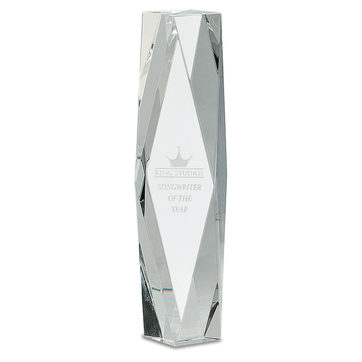 Faceted Crystal Tower Award with Custom Engraving - 12"