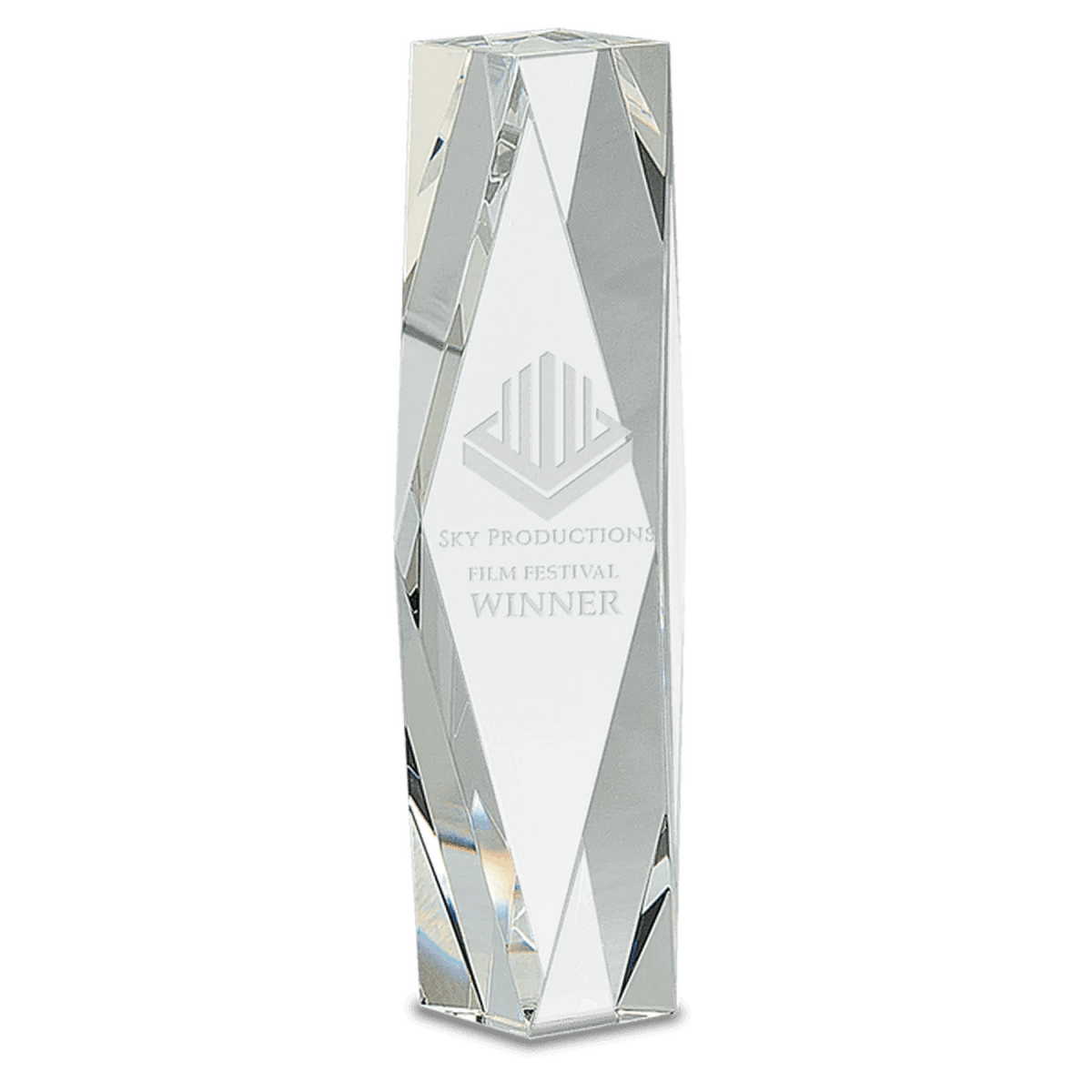 Faceted Crystal Tower Award with Custom Engraving - 12"