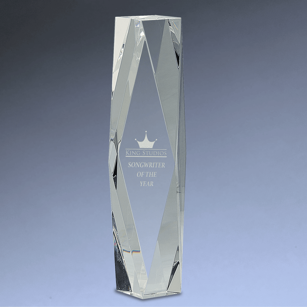 Faceted Crystal Tower Award | LightForce Laser Engraving