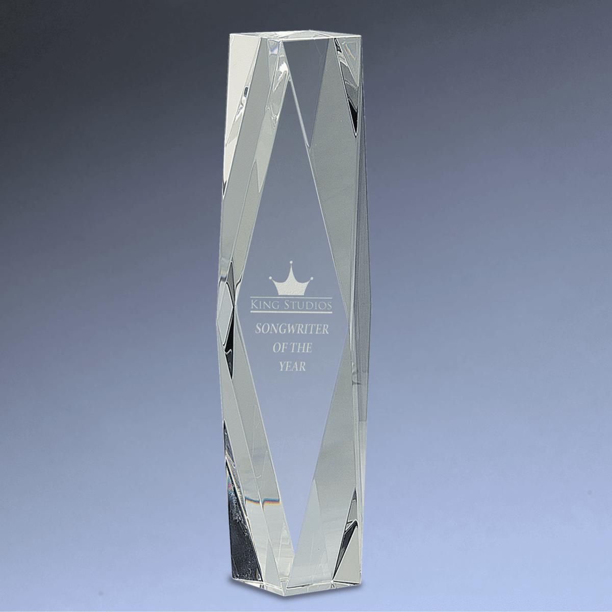 Faceted Crystal Tower Award with Custom Engraving - 10"