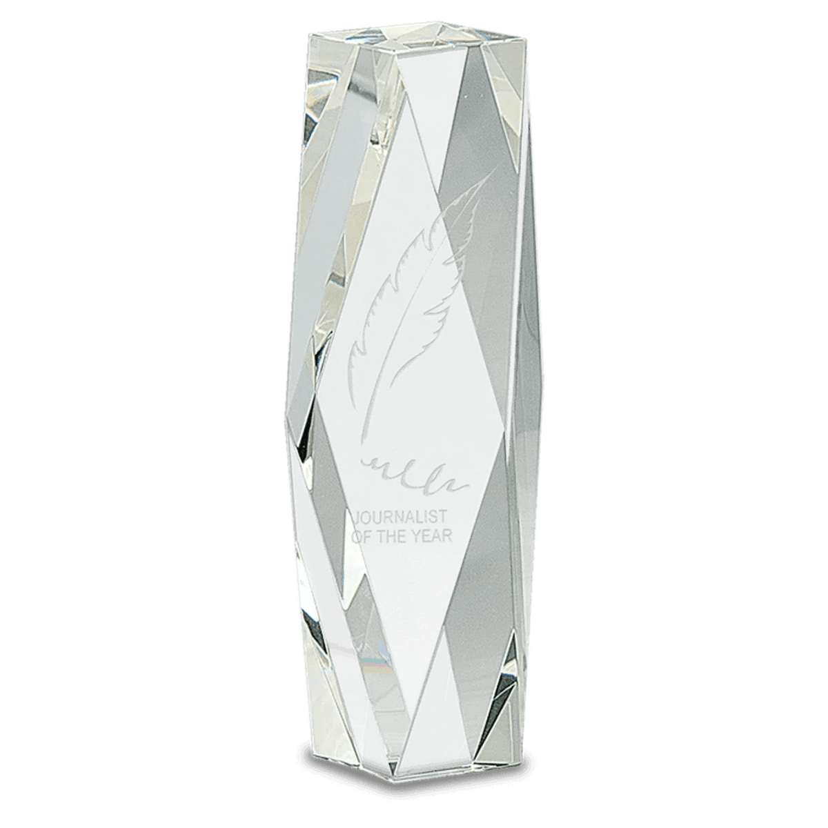 Faceted Crystal Tower Award with Custom Engraving - 12"