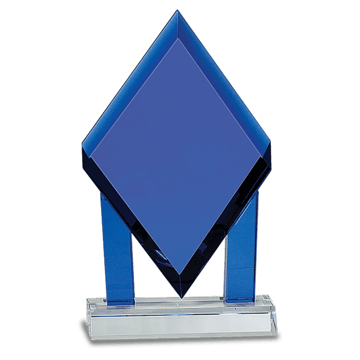 Floating Blue Crystal Diamond Award with Custom Engraving - 5"(L) x 8 3/4"(H)