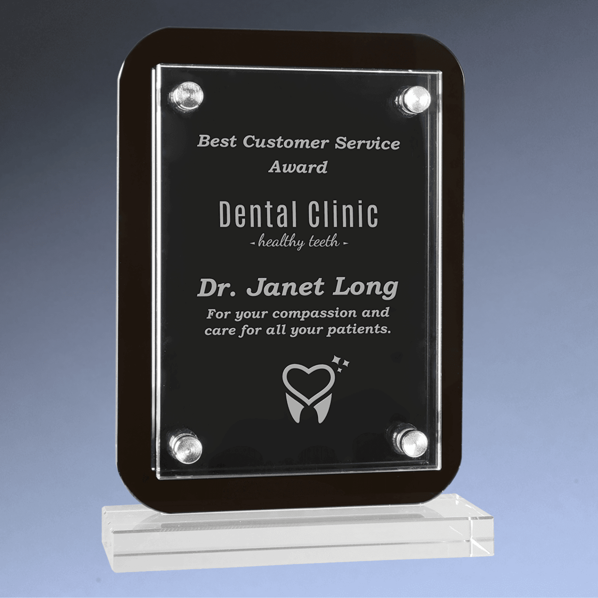 Floating Glass Stand Up Plaques – Green - Tinted Glass on Black Backer - 5 1/2" x 7 3/4"