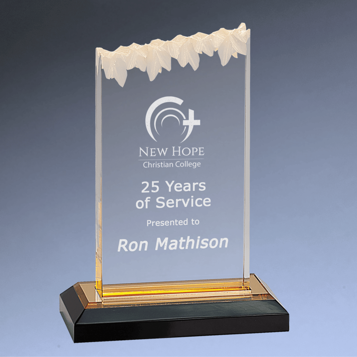 Frosted Impress Acrylic Awards with Color Mirror Bases - Gold