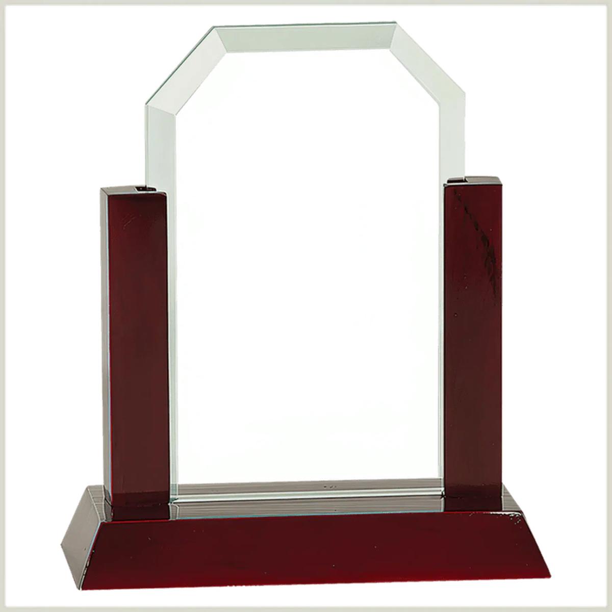 Gateway Jade Clipped Corner Glass with Rosewood Finish Base - LightForce Laser Engraving, LLC