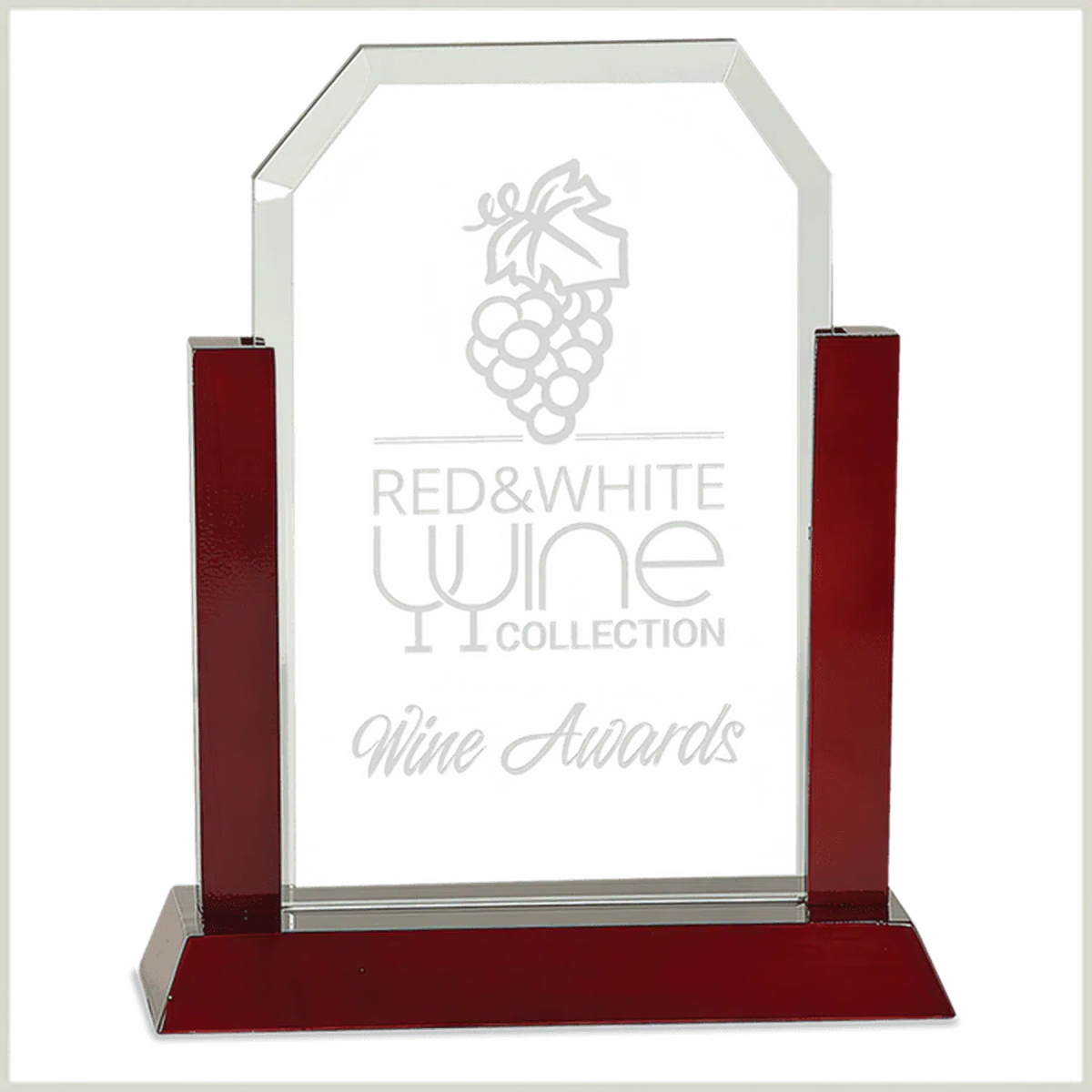 Gateway Jade Clipped Corner Glass with Rosewood Finish Base - LightForce Laser Engraving, LLC