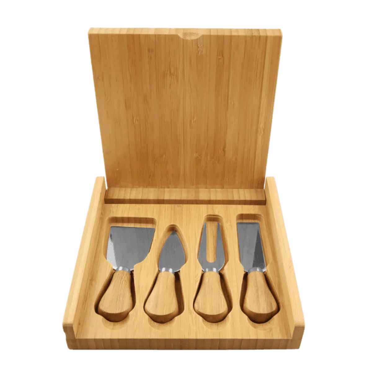 Genuine Bamboo Cheese Set with 4 Stainless Steel Tools - LightForce Laser Engraving, LLC