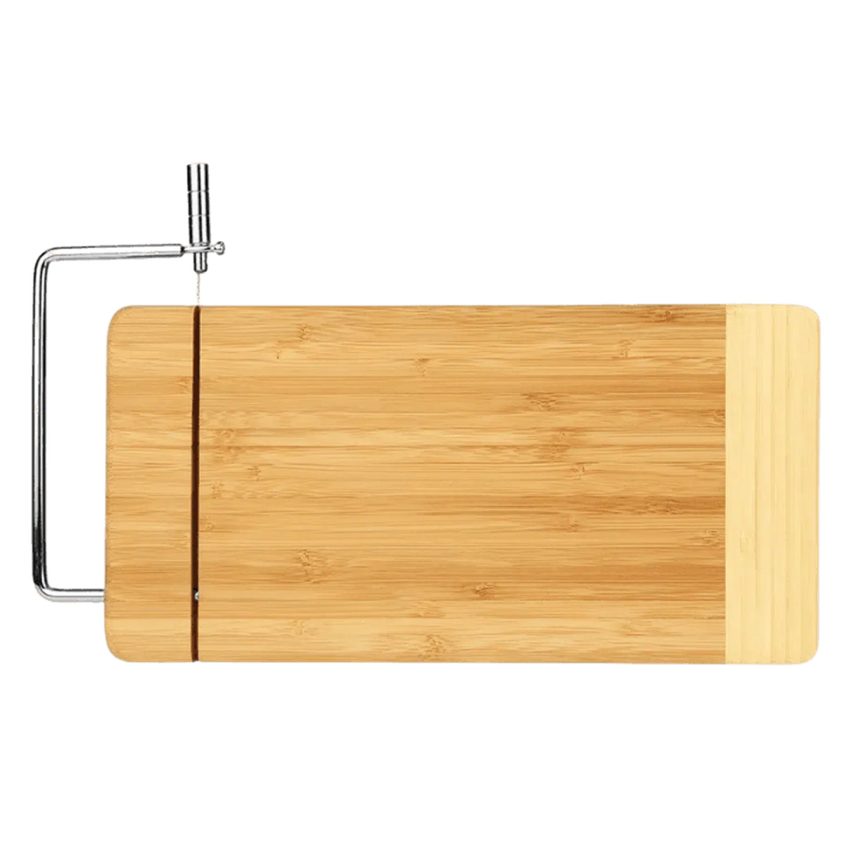 Genuine Bamboo Two - Tone Cutting Board with Metal Cheese Cutter - LightForce Laser Engraving, LLC