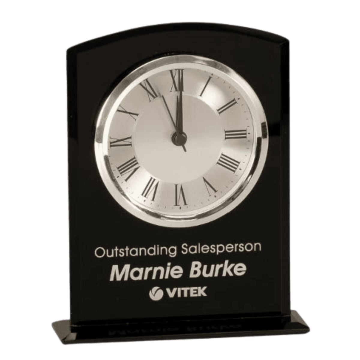 Glass Desk Clocks – Personalized Gifts, Awards & Decor - Black Glass - With Base