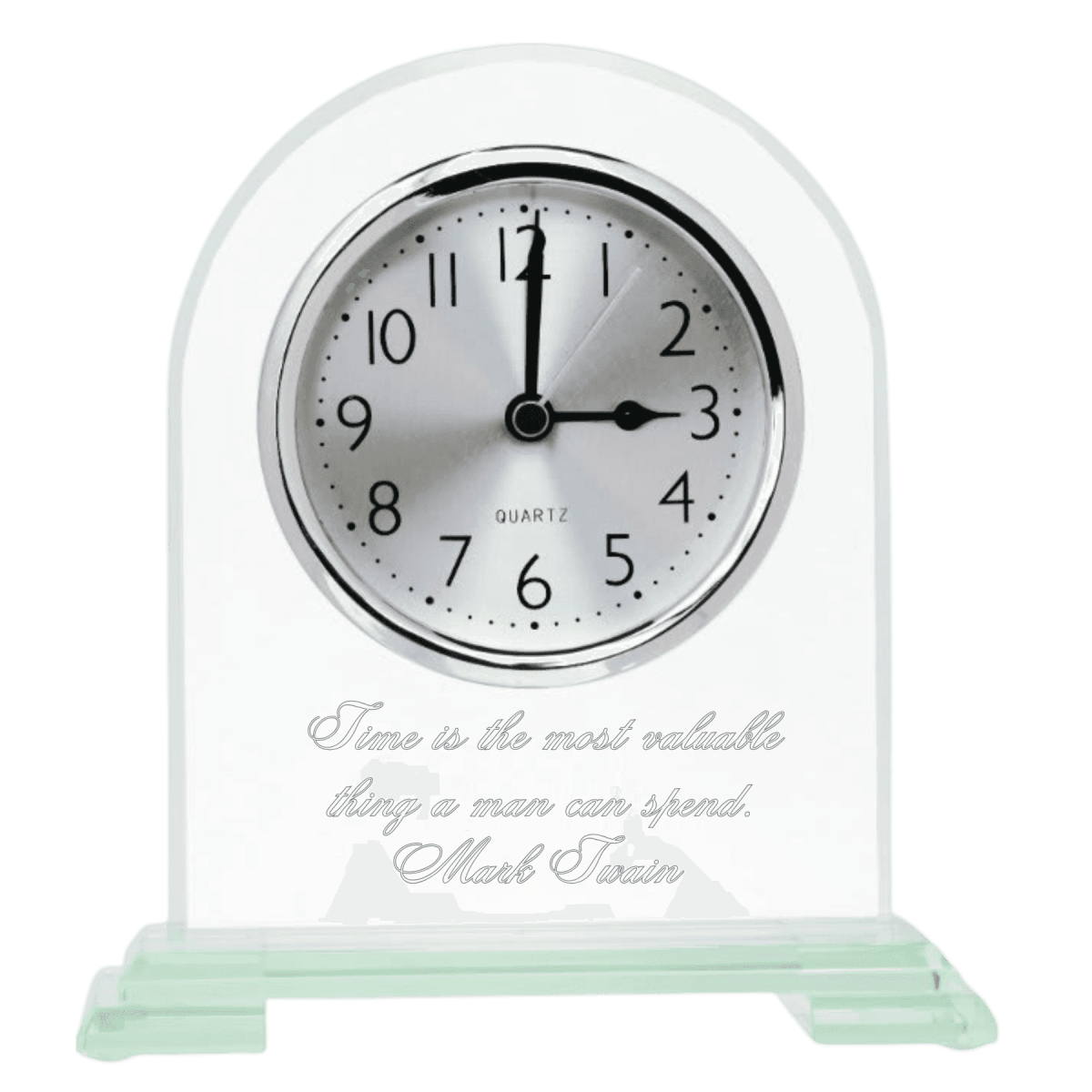 Glass Desk Clocks – Personalized Gifts, Awards & Decor - Tinted Jade Glass - Arch Top