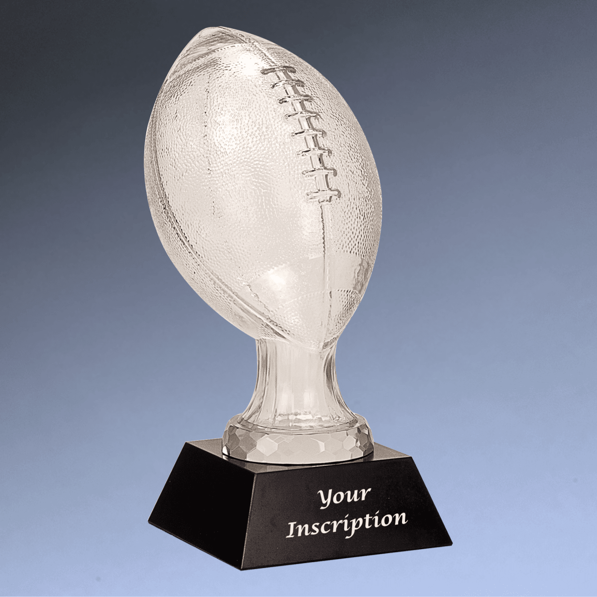 Glass Football Trophy with Black Marble Base - Custom Engraved - 7 1/2" (H)