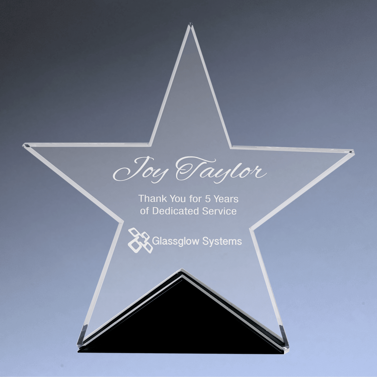 Glass Star Performance Award with Black Base - 6 3/4" x 6 1/2"