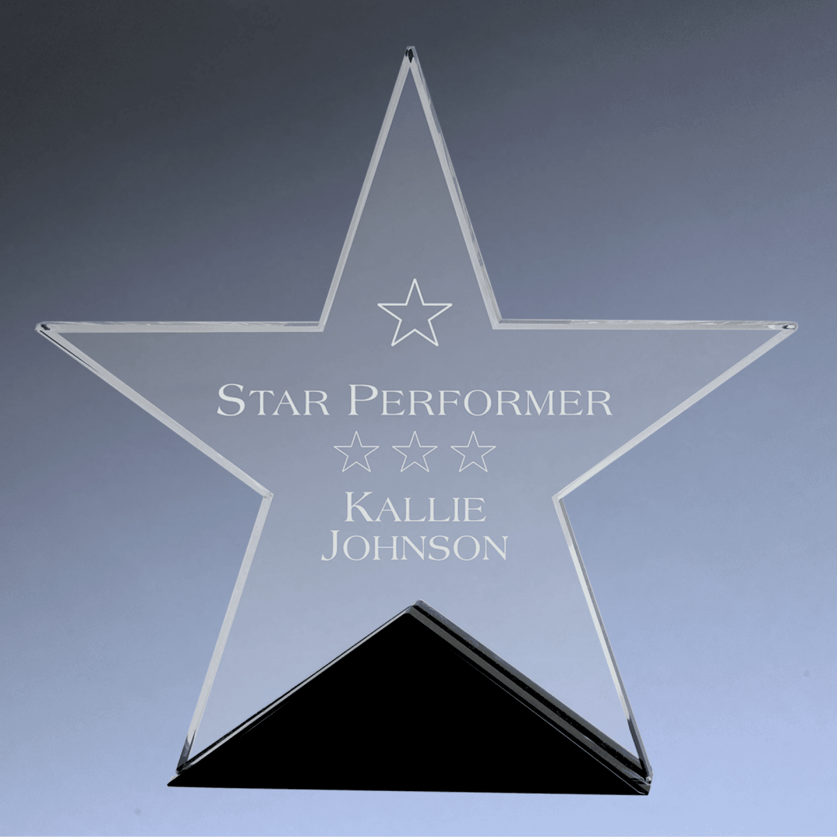 Glass Star Performance Award with Black Base - 7 3/4" x 7 1/2"