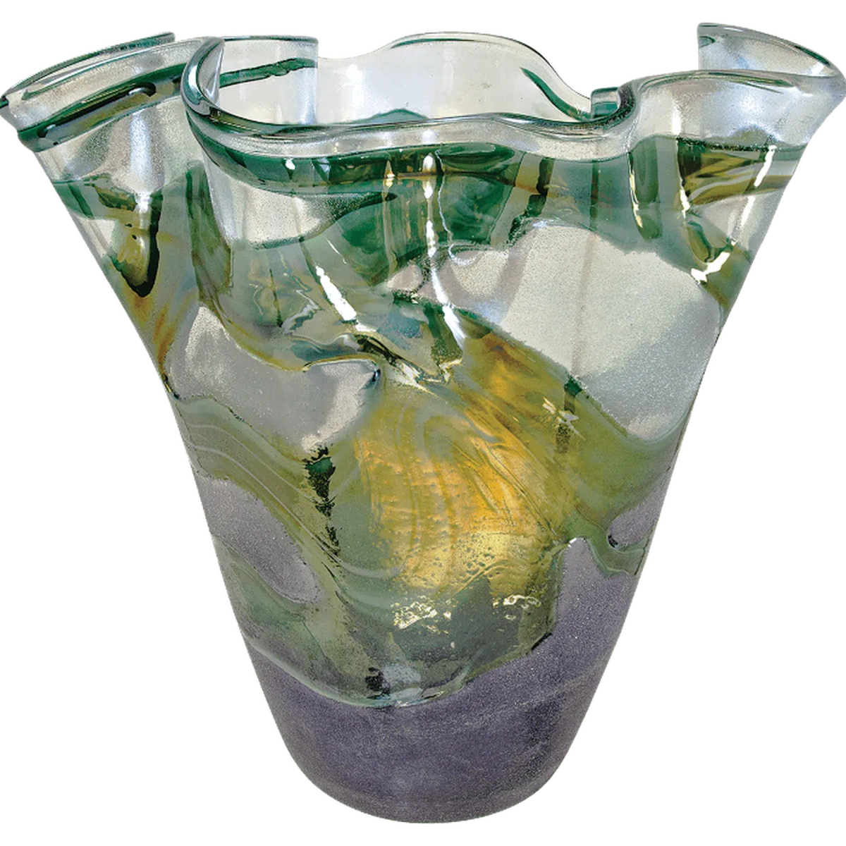 Green Scalloped Art Glass Vase - LightForce Laser Engraving, LLC