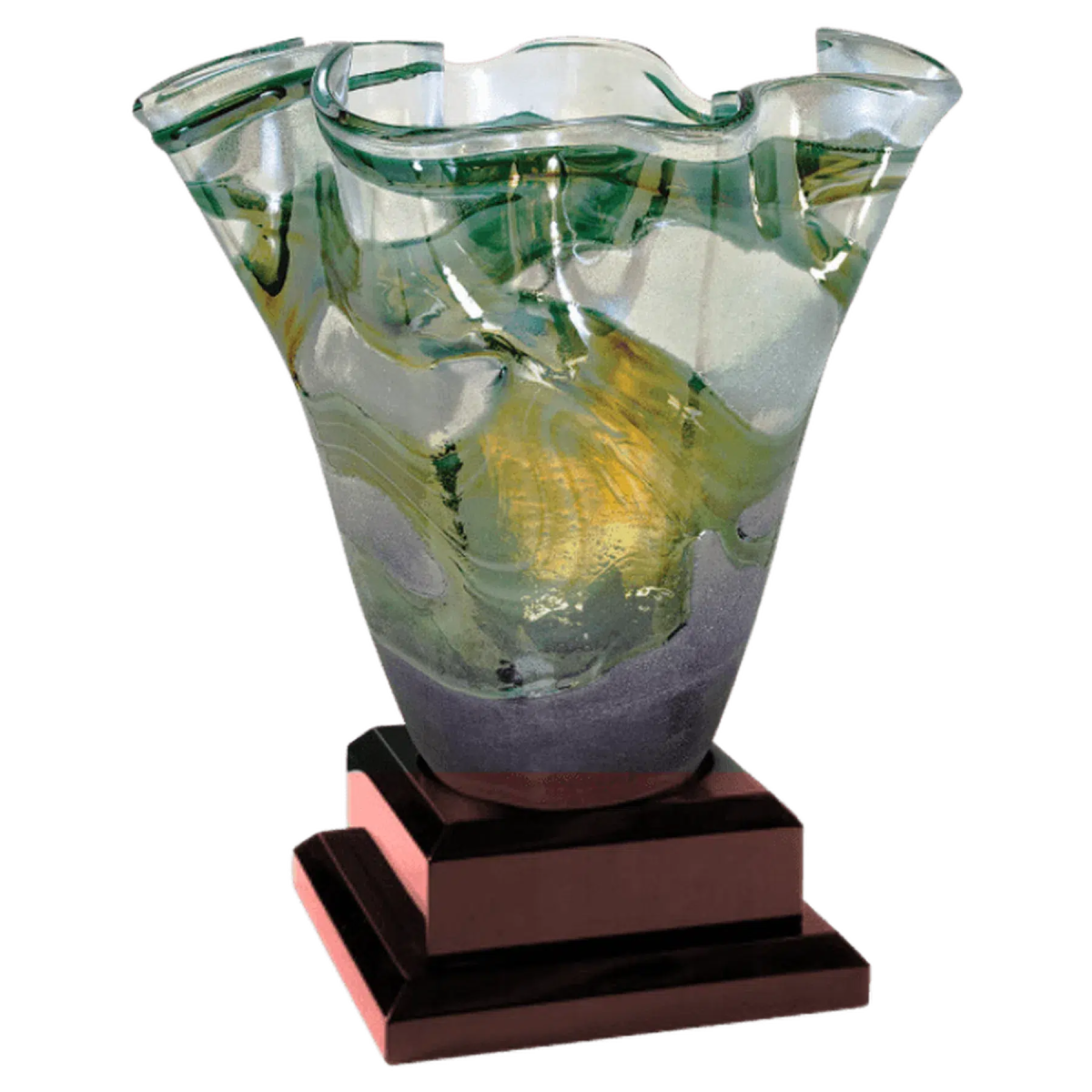 Green Scalloped Art Glass Vase - LightForce Laser Engraving, LLC