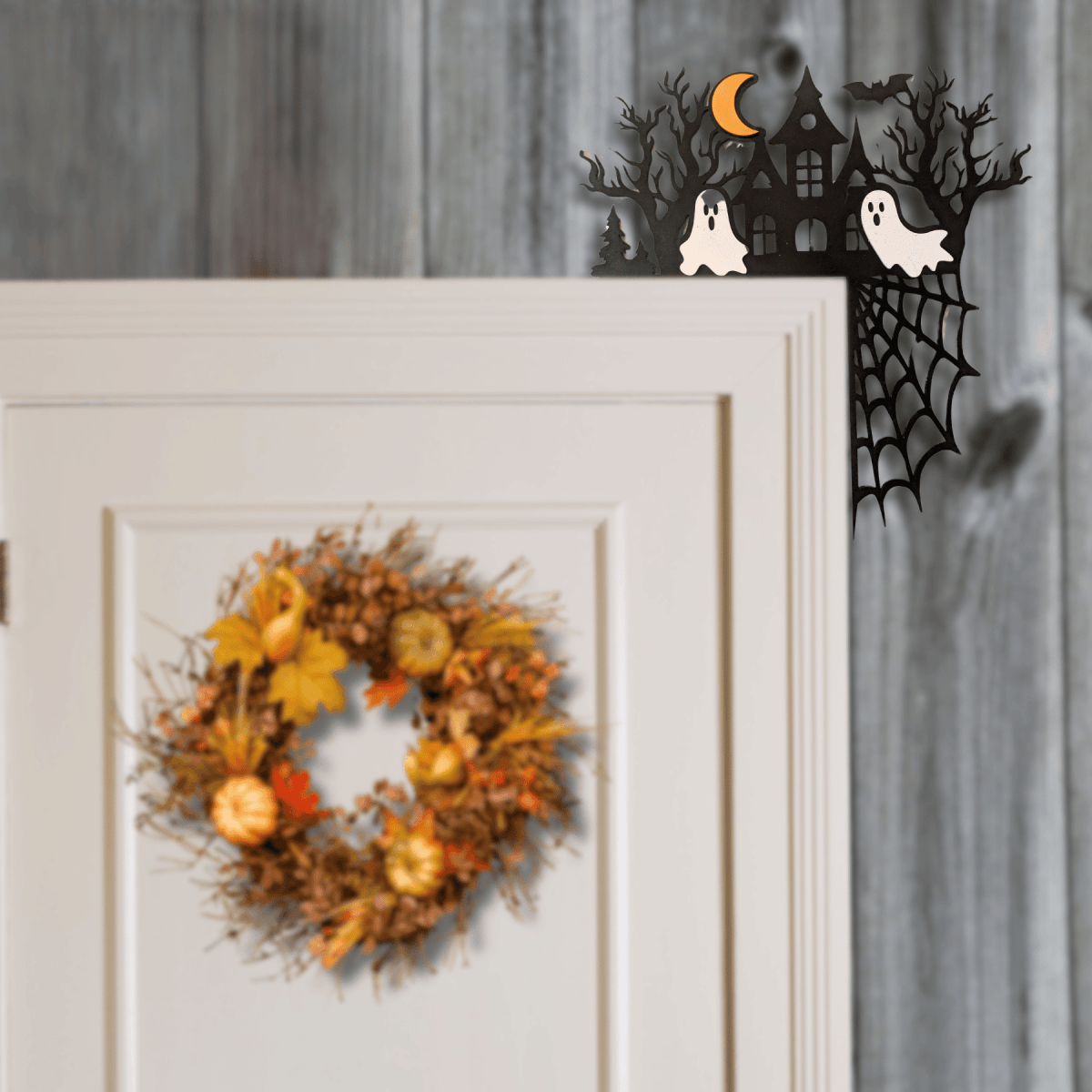 Halloween Corner Door Accent – Hand - Painted Wood, Laser - Cut Designs - LightForce Laser Engraving, LLC