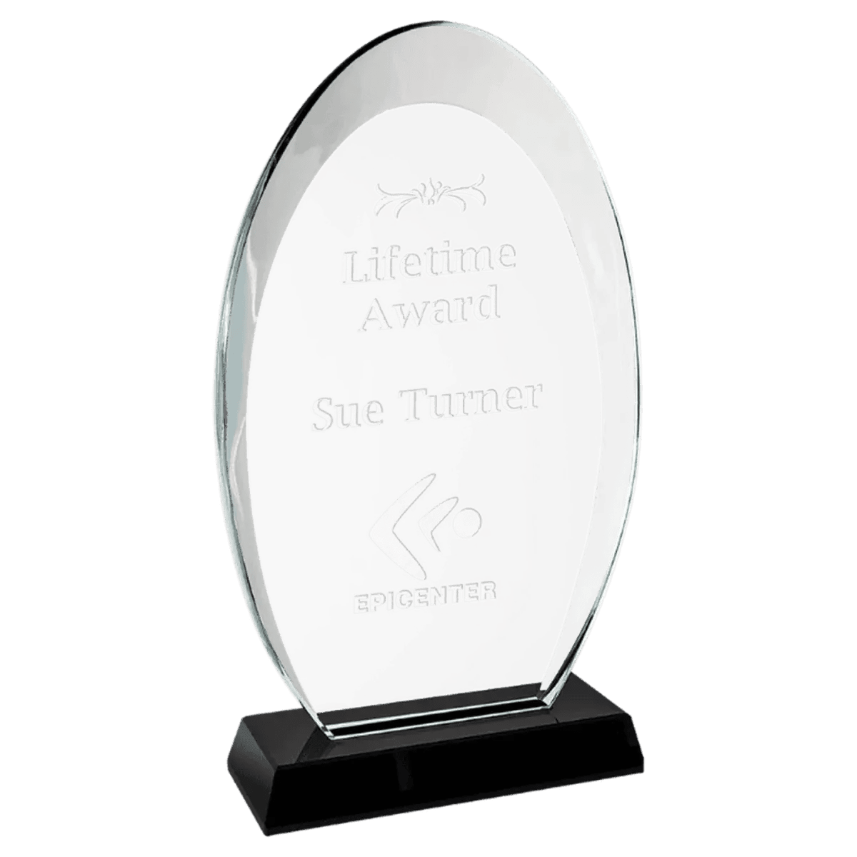 Halo Glass Awards - Custom Engraved Diamond & Oval Glass - Oval