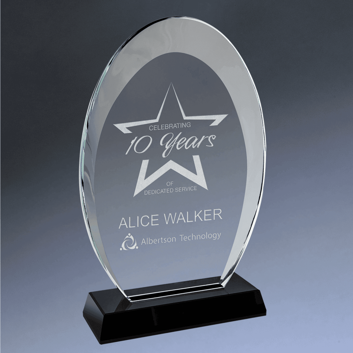 Halo Glass Awards - Custom Engraved Diamond & Oval Glass - Oval